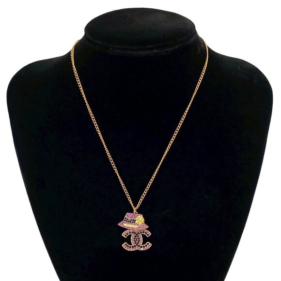 CHANEL Black Logo Necklace